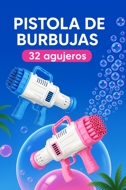 Pistola De Burbujas 32 agujeros🫧 | Sorpréndelos esta Navidad 🎄(Últimas Unidades)