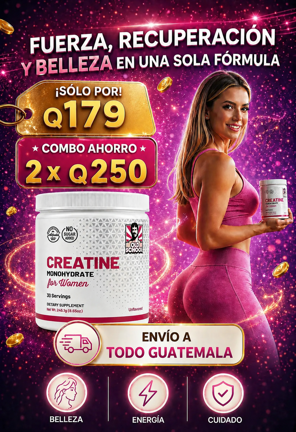 Creatine Monohydrate for Women™ – 5000 mg de Creatina con Colágeno y BCAA para Fuerza, Tonificación y Recuperación