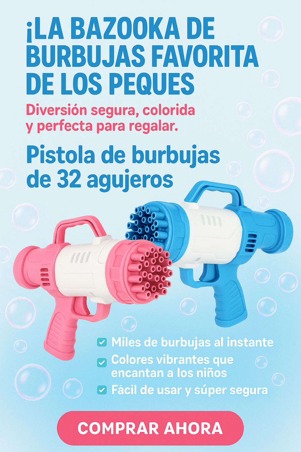 Pistola De Burbujas 32 agujeros🫧 | Sorpréndelos esta Navidad 🎄(Últimas Unidades)
