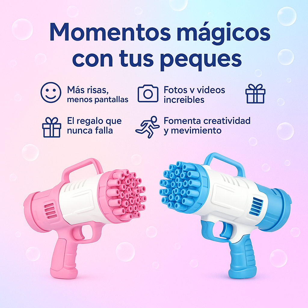 Pistola De Burbujas 32 agujeros🫧 | Sorpréndelos esta Navidad 🎄(Últimas Unidades)