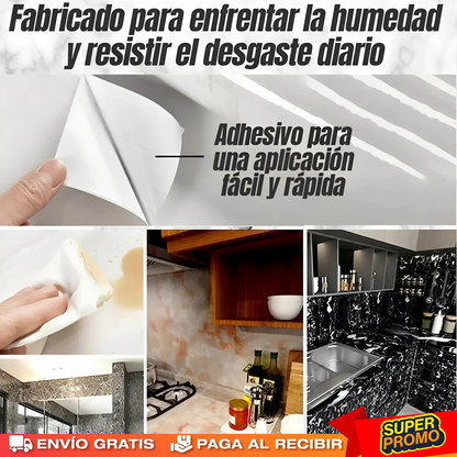 ¡Papel Autoadhesivo Mármol — 3M Largo x 1.5 CM Ancho! (Pack 2x1)