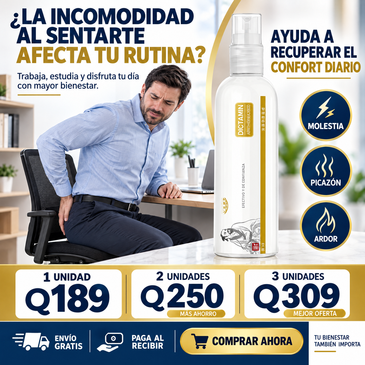 DICTAMIN®️GEL ANTIHEMORROIDES - Molestias al Sentarte - ALIVIO INMEDIATO